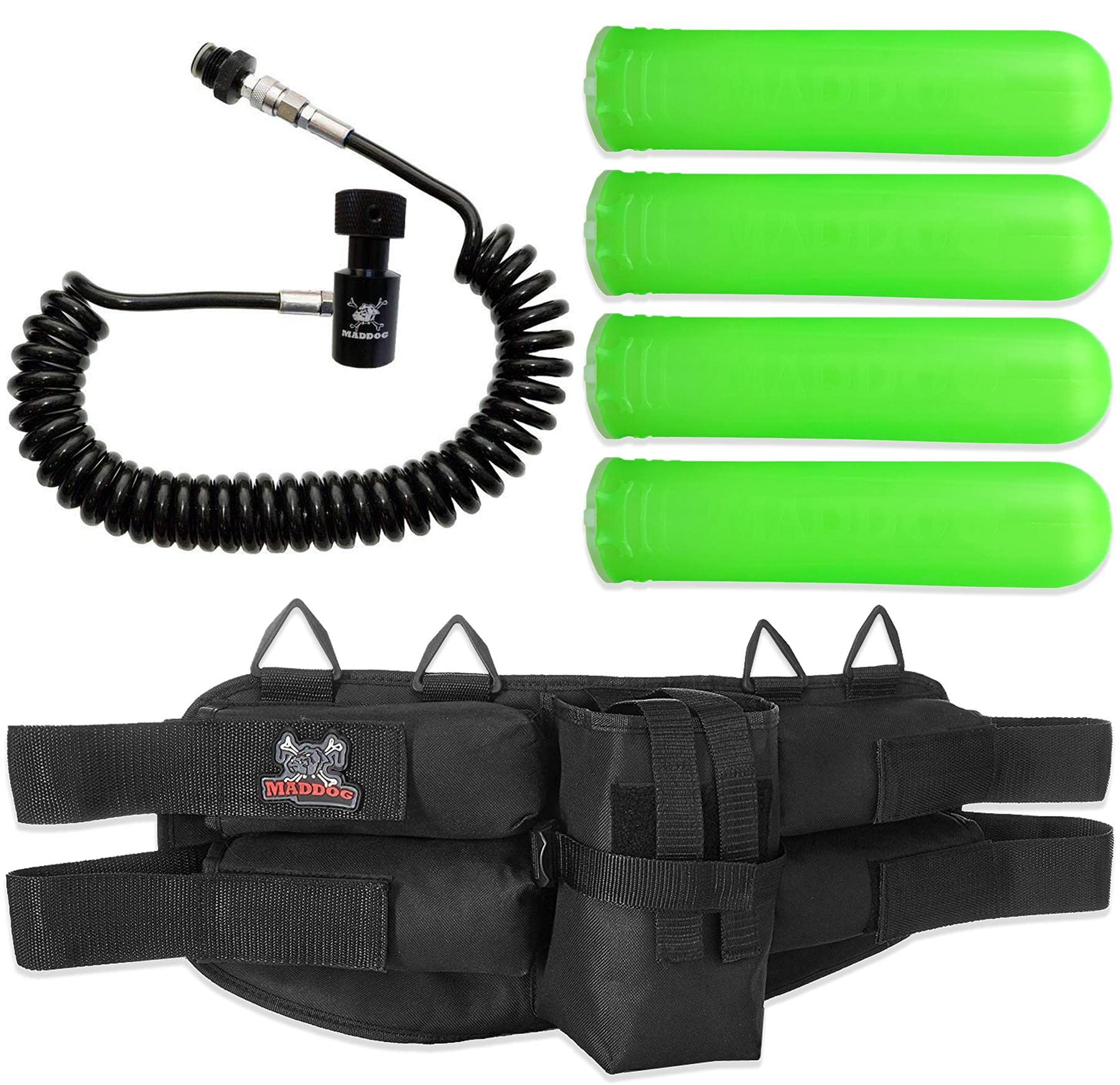 Maddog Paintball Harness with 4 Pods & Tank Remote Coil Combo